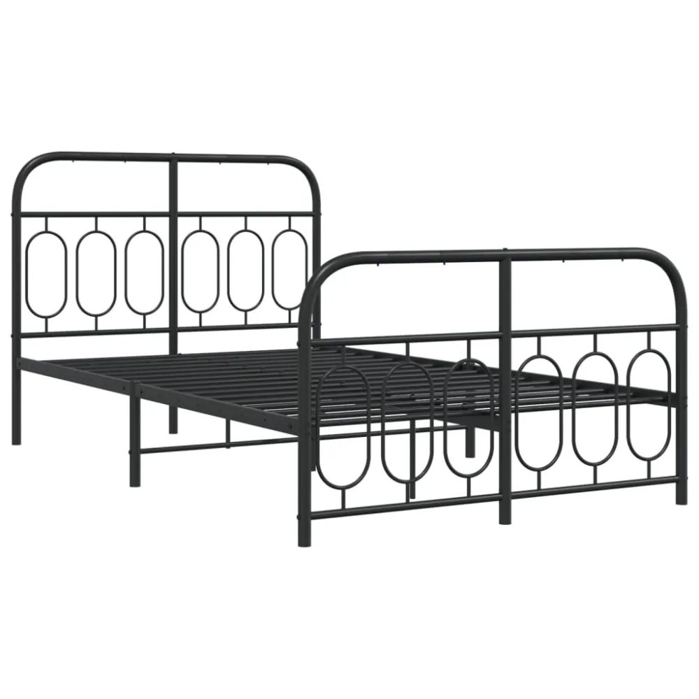 Bedframe met hoofd- en voeteneinde metaal zwart 120x190 cm