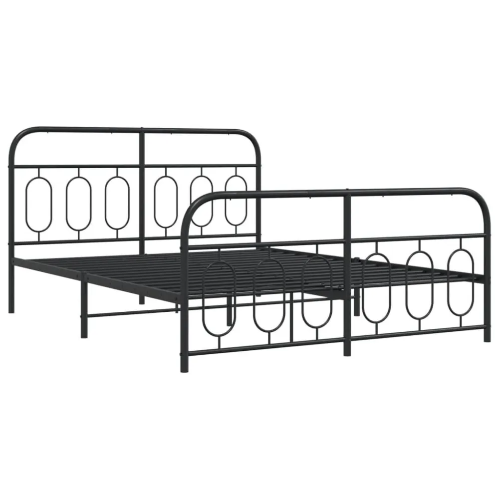 Bedframe met hoofd- en voeteneinde metaal zwart 140x190 cm