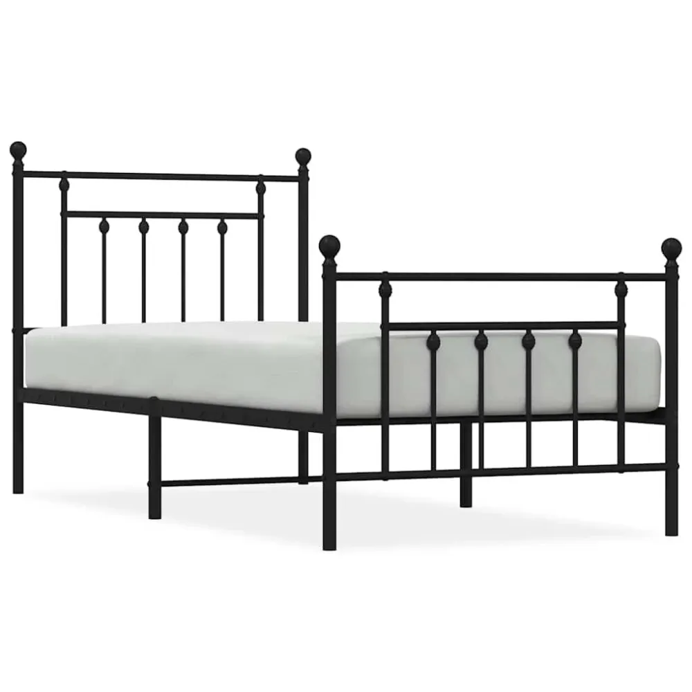 Bedframe met hoofd- en voeteneinde metaal zwart 90x200 cm