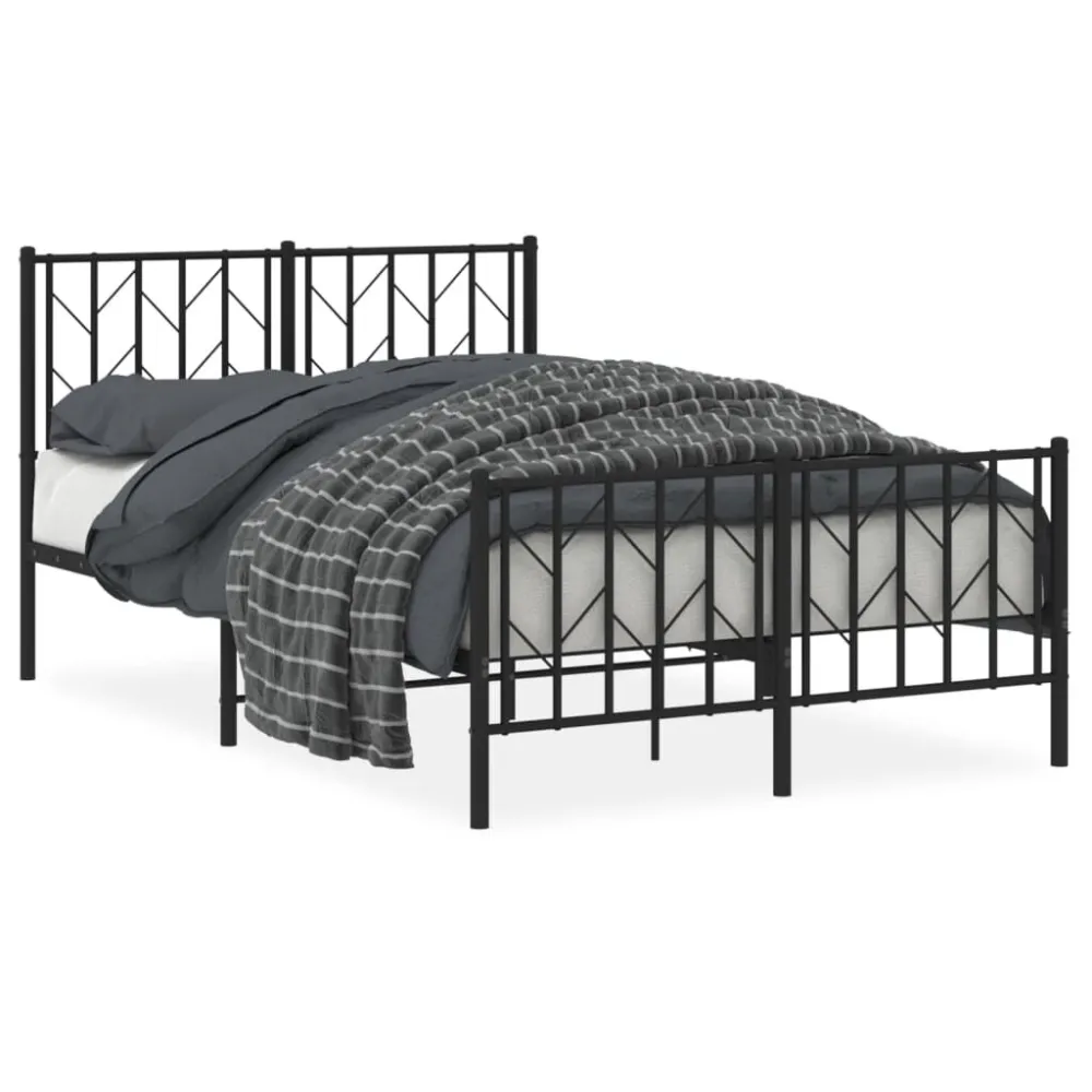 Bedframe met hoofd- en voeteneinde metaal zwart 120x190 cm