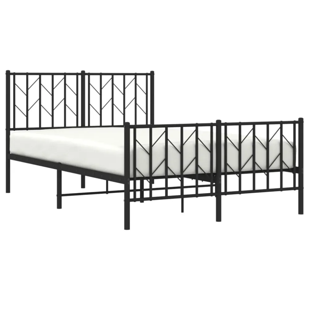 Bedframe met hoofd- en voeteneinde metaal zwart 120x190 cm