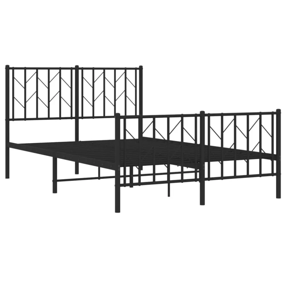 Bedframe met hoofd- en voeteneinde metaal zwart 120x190 cm