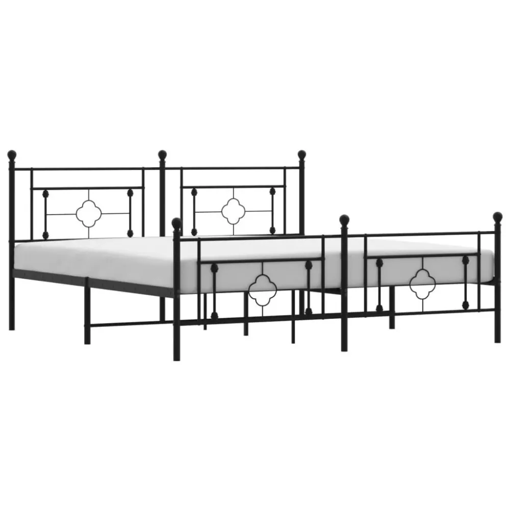 Bedframe met hoofd- en voeteneinde metaal zwart 183x213 cm