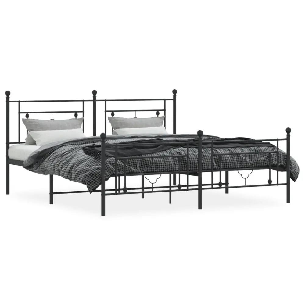 Bedframe met hoofd- en voeteneinde metaal zwart 183x213 cm