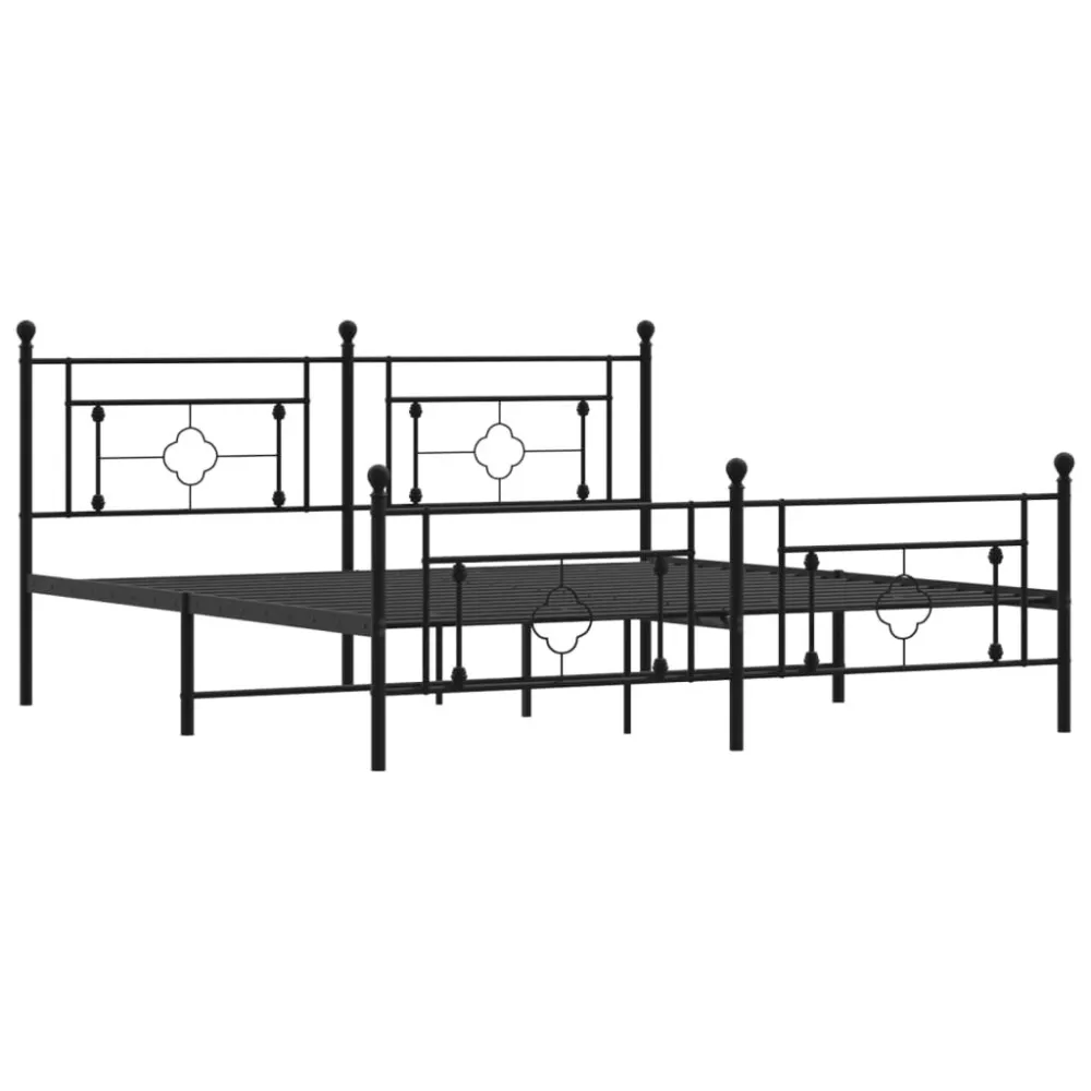 Bedframe met hoofd- en voeteneinde metaal zwart 183x213 cm