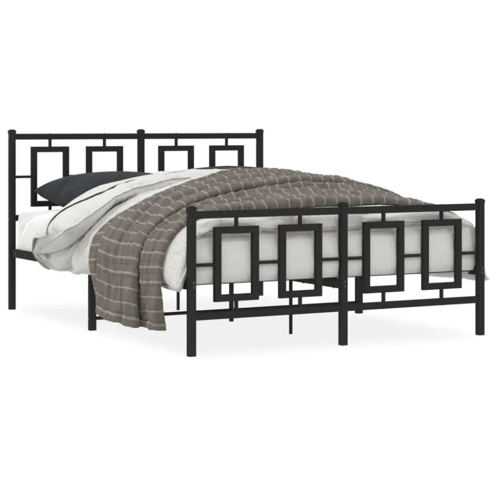 Bedframe met hoofd- en voeteneinde metaal zwart 140x200 cm