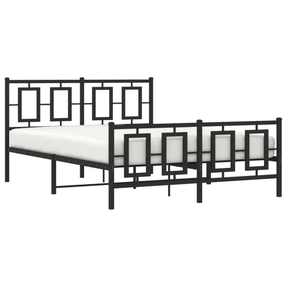 Bedframe met hoofd- en voeteneinde metaal zwart 140x200 cm