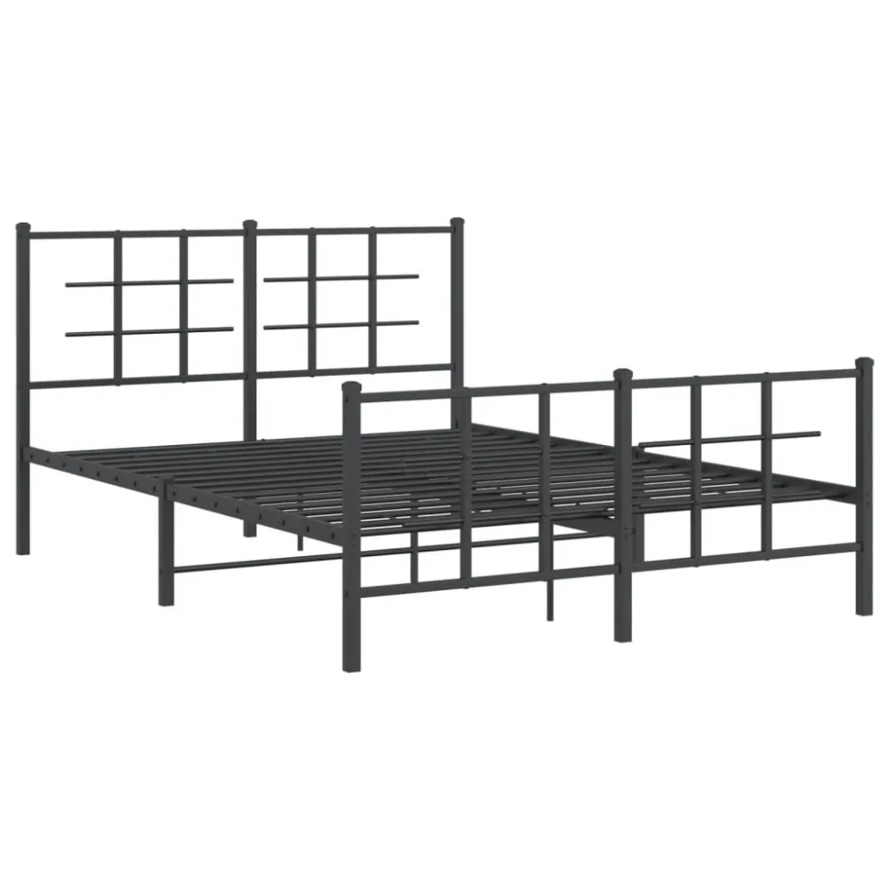 Bedframe met hoofd- en voeteneinde metaal zwart 140x190 cm