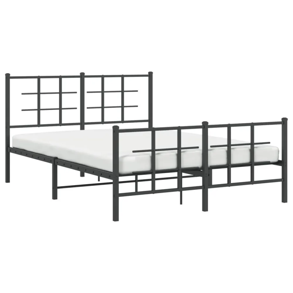 Bedframe met hoofd- en voeteneinde metaal zwart 140x190 cm