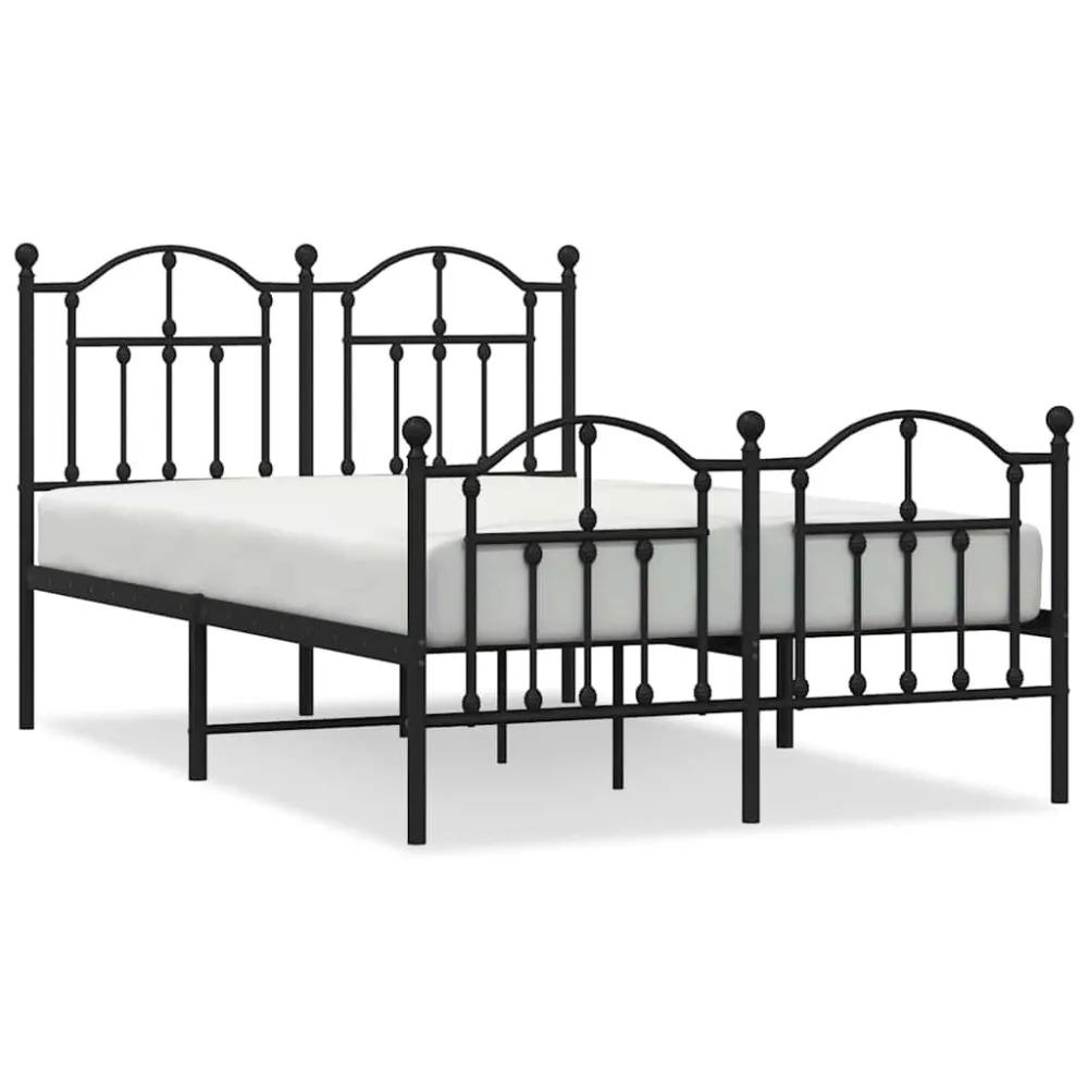 Bedframe met hoofd- en voeteneinde metaal zwart 120x200 cm