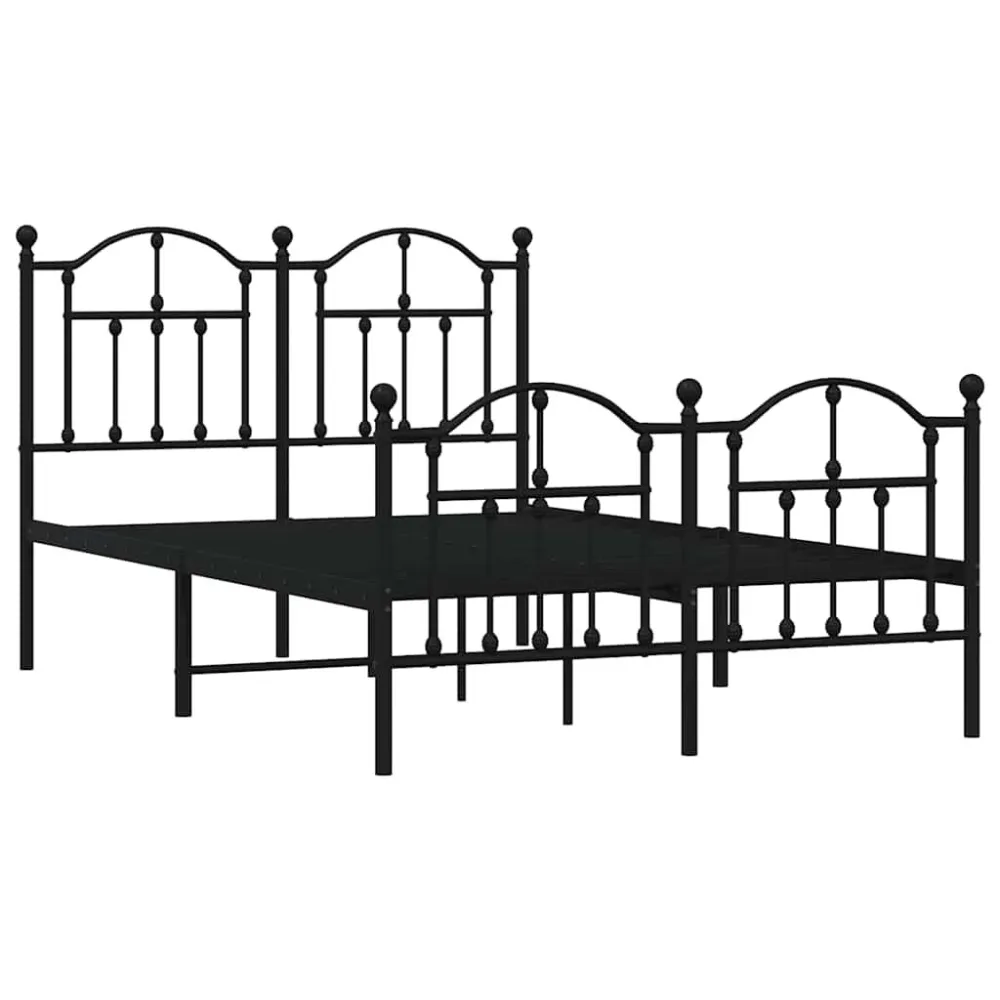 Bedframe met hoofd- en voeteneinde metaal zwart 120x200 cm