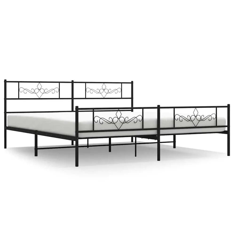 Bedframe met hoofd- en voeteneinde metaal zwart 193x203 cm