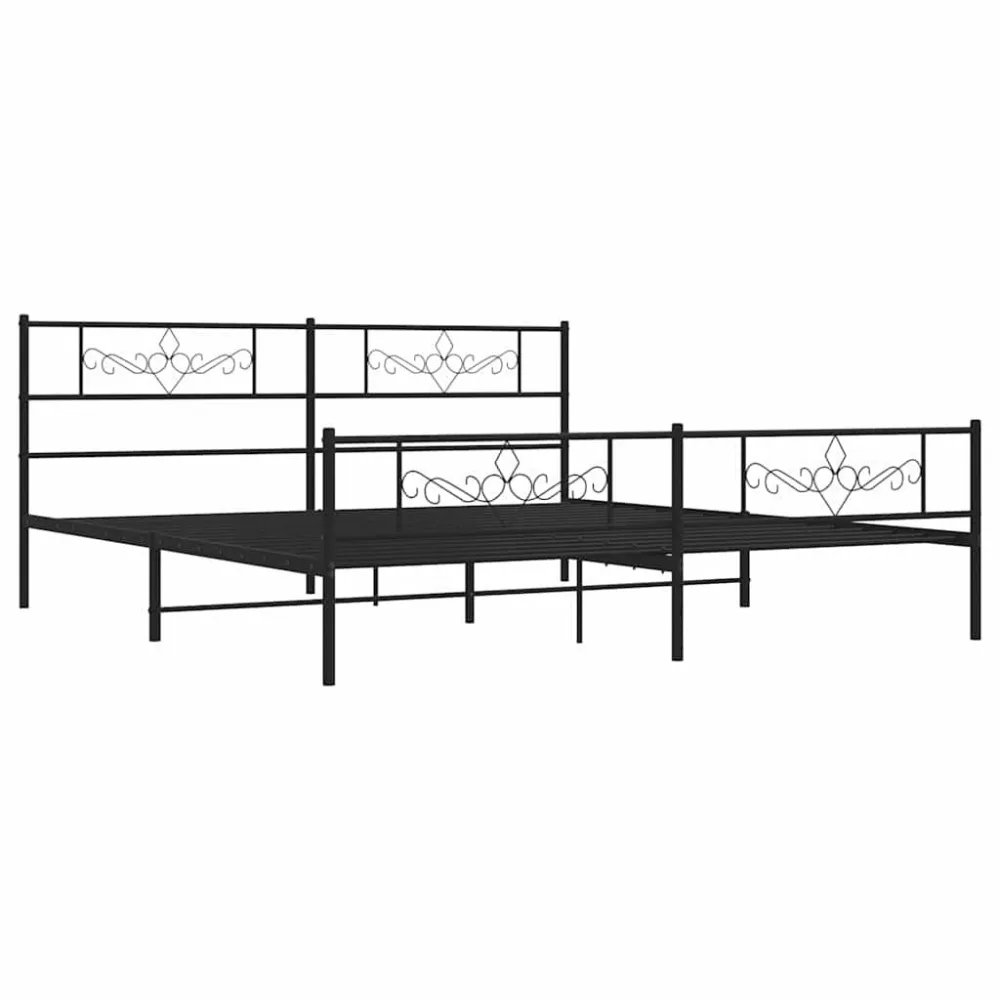 Bedframe met hoofd- en voeteneinde metaal zwart 193x203 cm