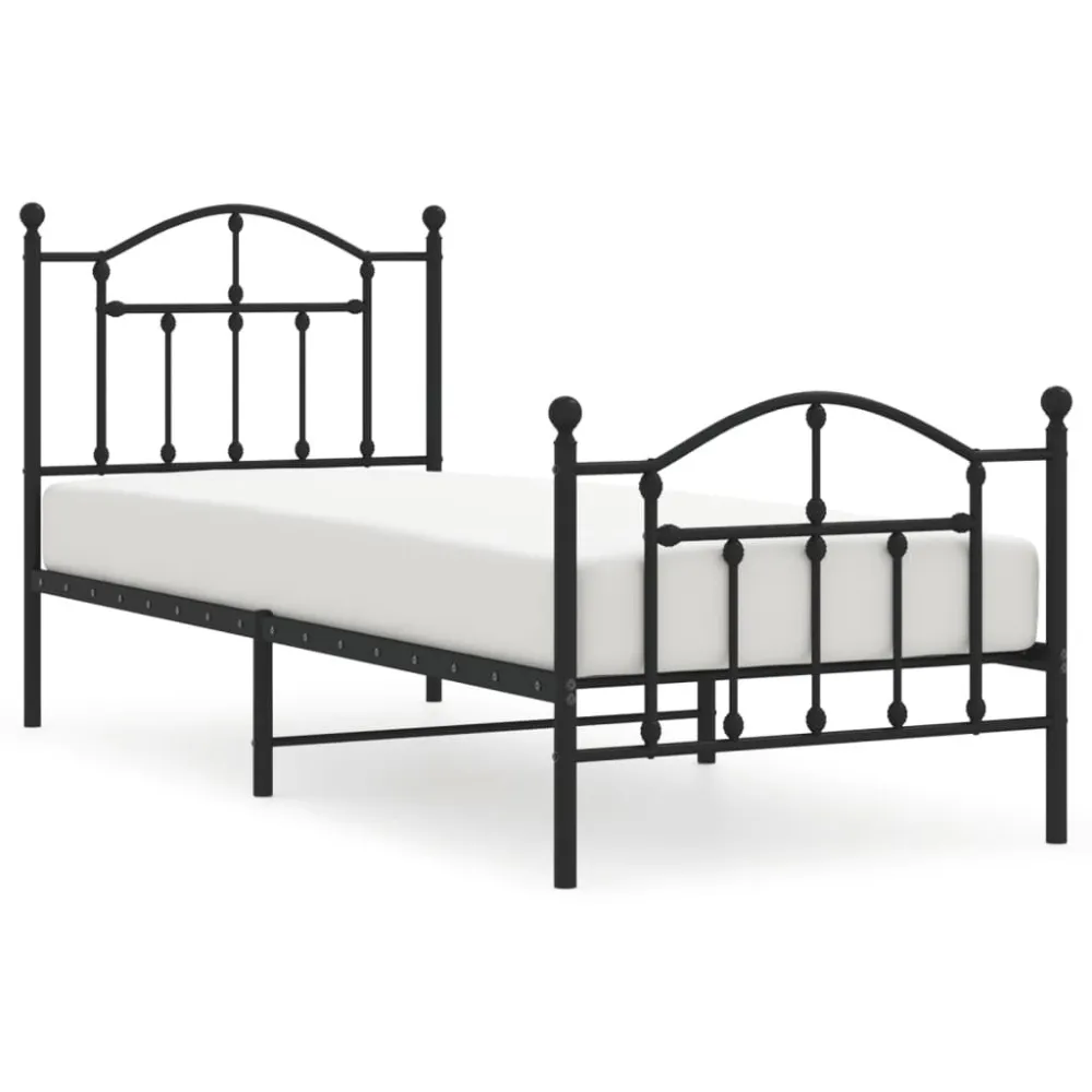 Bedframe met hoofd- en voeteneinde metaal zwart 90x190 cm