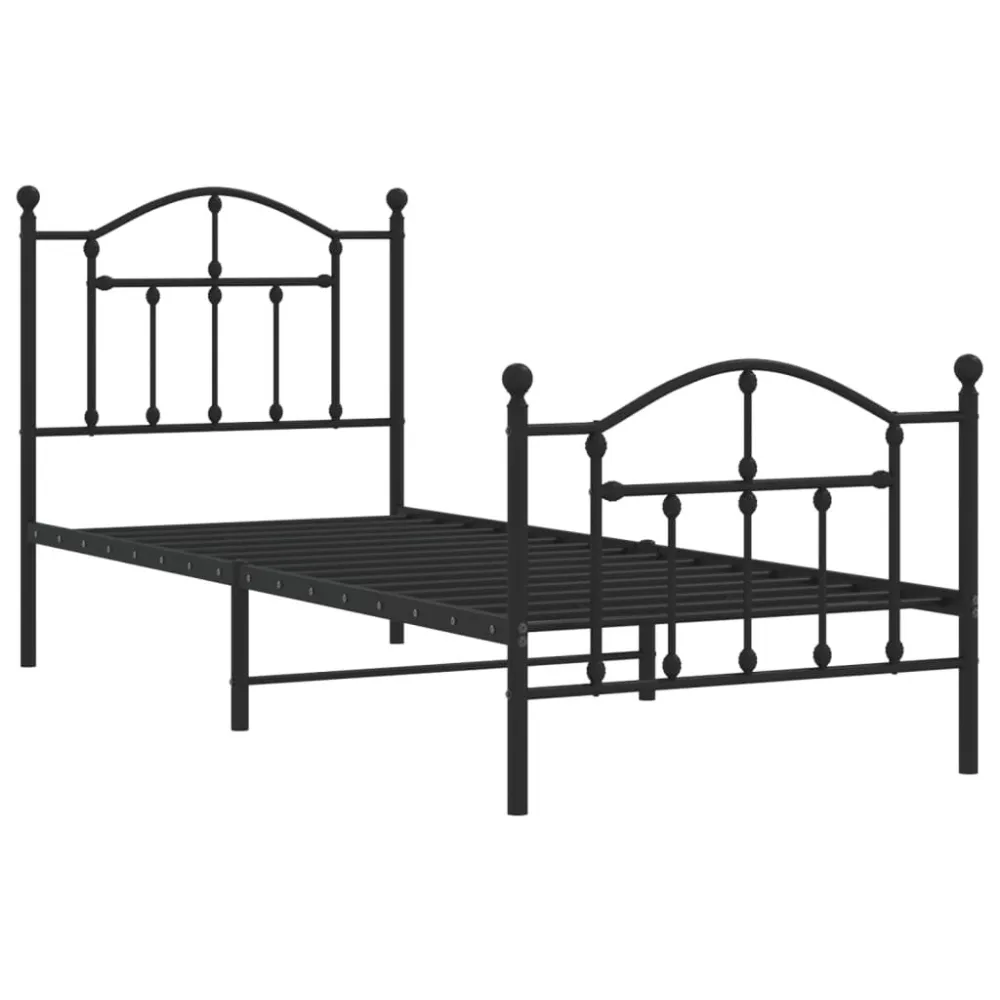 Bedframe met hoofd- en voeteneinde metaal zwart 90x190 cm