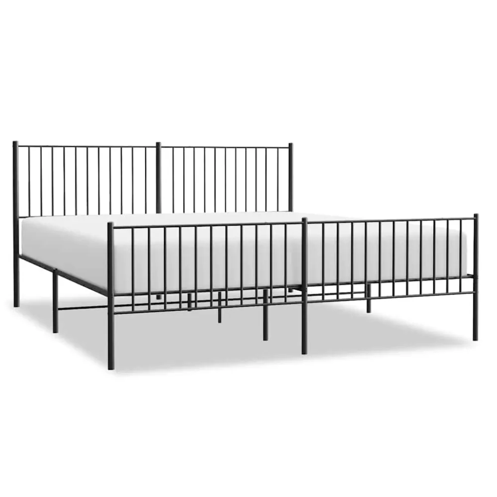 Bedframe met hoofd- en voeteneinde metaal zwart 183x213 cm