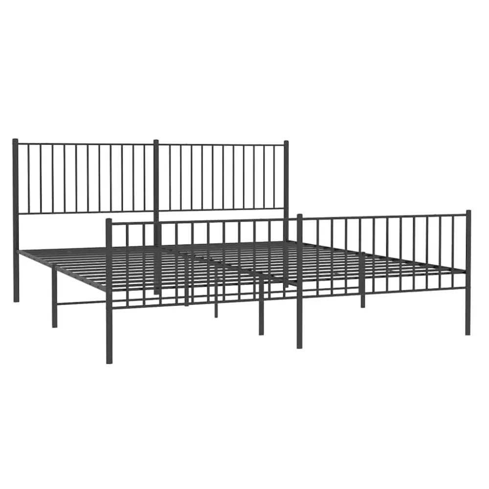 Bedframe met hoofd- en voeteneinde metaal zwart 183x213 cm
