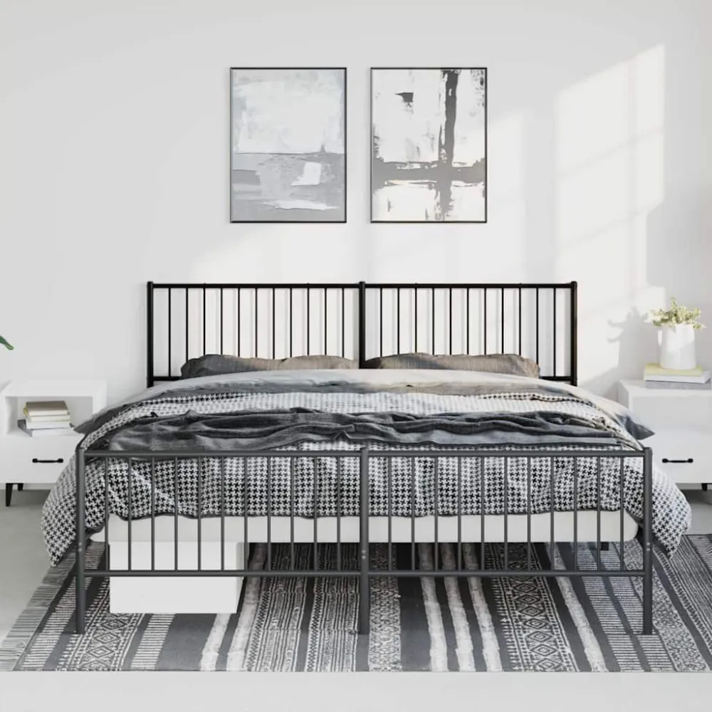 Bedframe met hoofd- en voeteneinde metaal zwart 183x213 cm