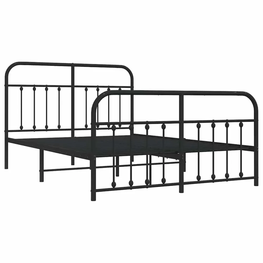 Bedframe met hoofd- en voeteneinde metaal zwart 140x190 cm