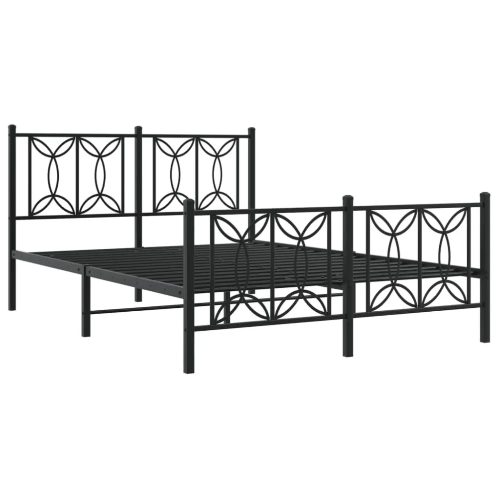 Bedframe met hoofd- en voeteneinde metaal zwart 140x190 cm
