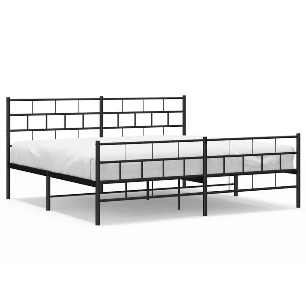 Bedframe met hoofd- en voeteneinde metaal zwart 183x213 cm