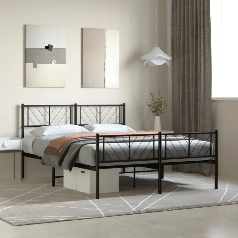 Bedframe met hoofd- en voeteneinde metaal zwart 120x190 cm