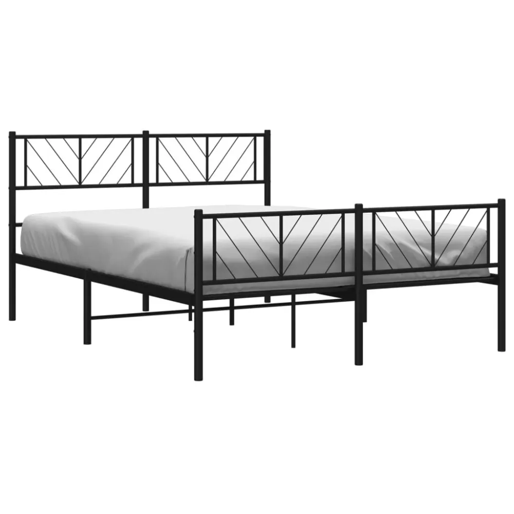 Bedframe met hoofd- en voeteneinde metaal zwart 120x190 cm