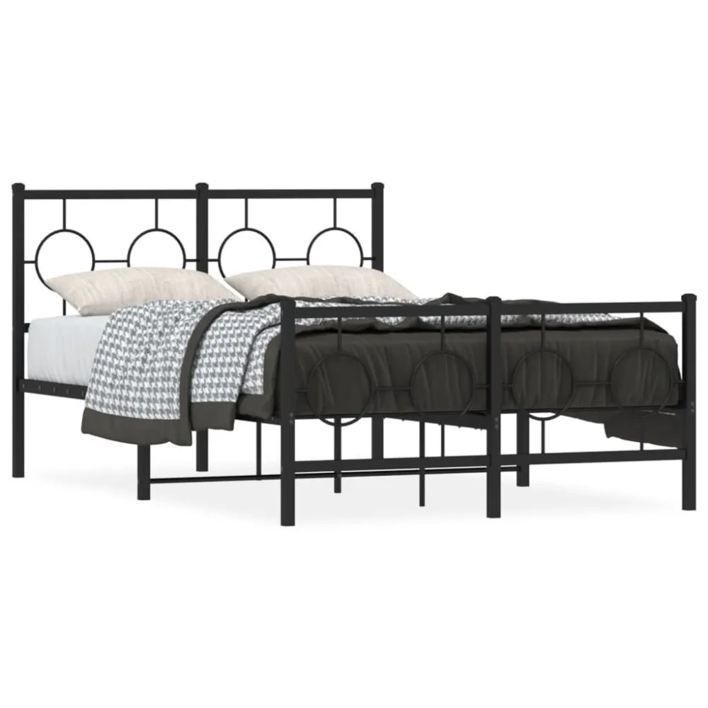 Bedframe met hoofd- en voeteneinde metaal zwart 120x190 cm