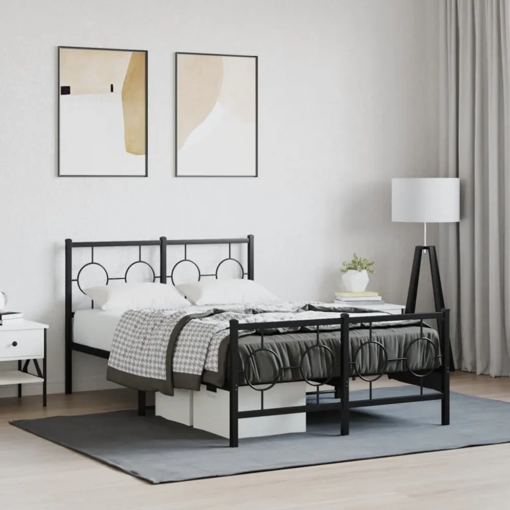 Bedframe met hoofd- en voeteneinde metaal zwart 120x190 cm