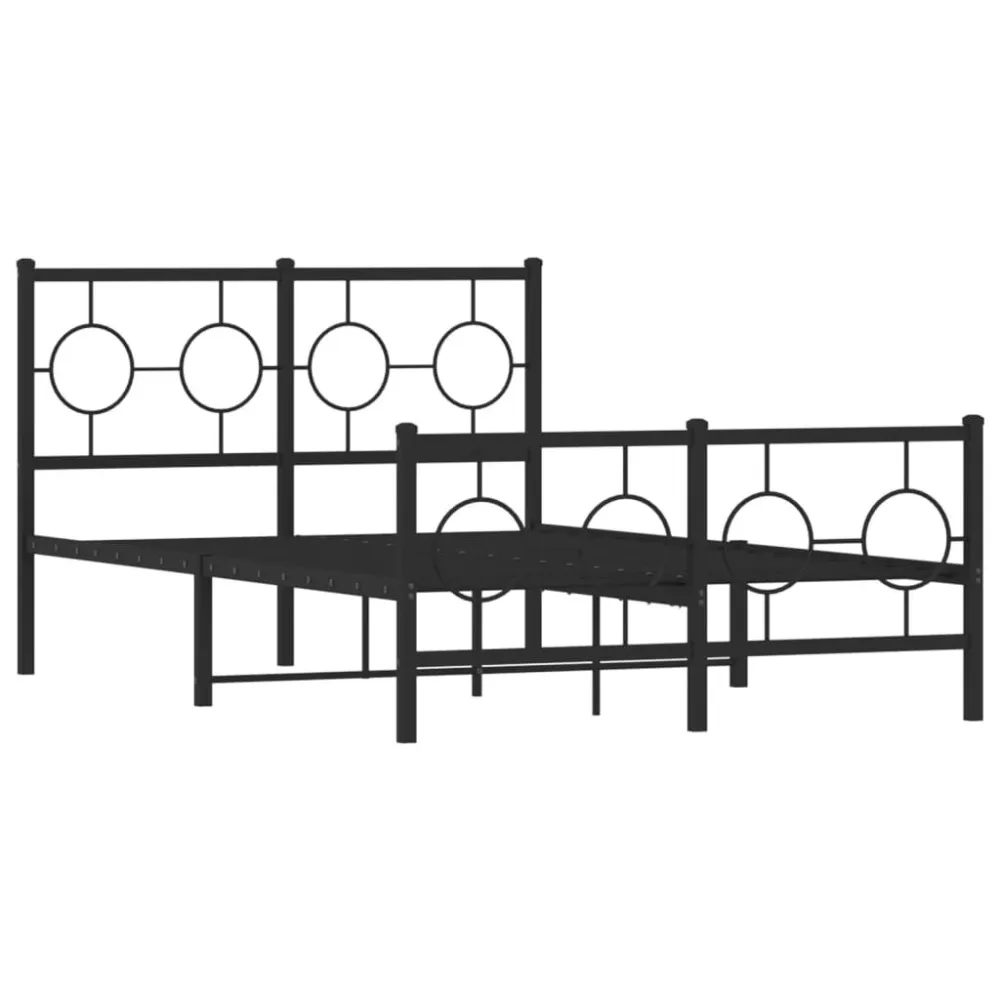 Bedframe met hoofd- en voeteneinde metaal zwart 120x190 cm