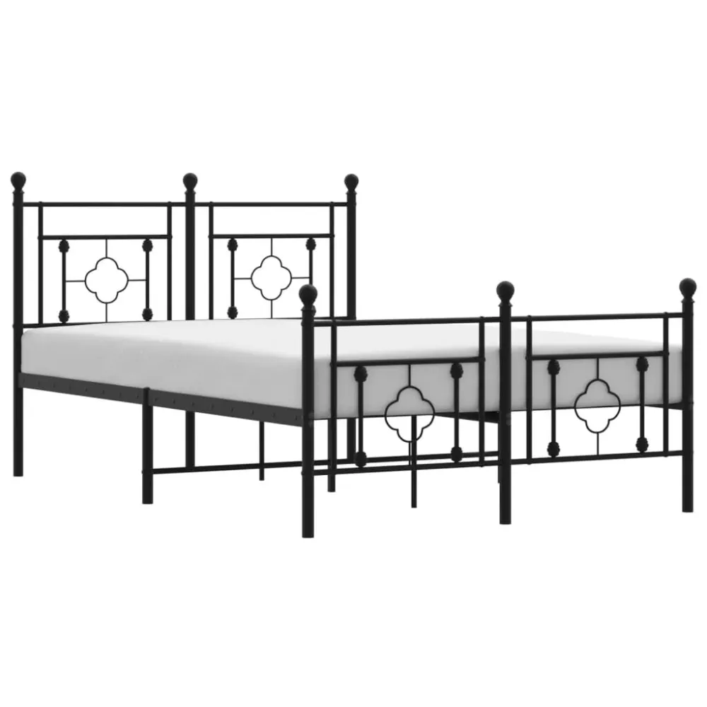 Bedframe met hoofd- en voeteneinde metaal zwart 120x190 cm