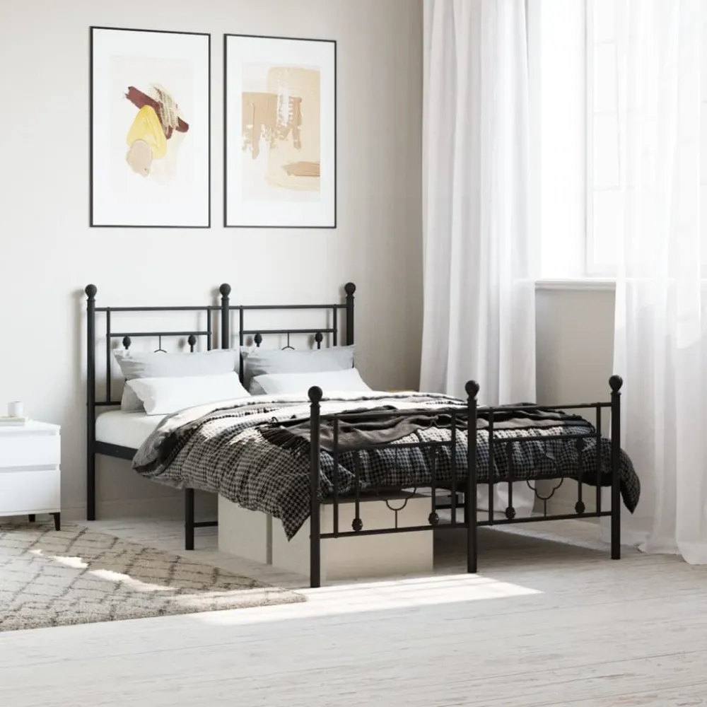 Bedframe met hoofd- en voeteneinde metaal zwart 120x190 cm