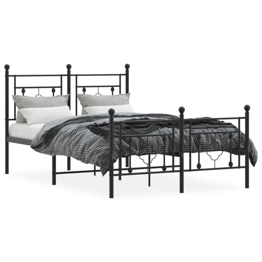 Bedframe met hoofd- en voeteneinde metaal zwart 120x190 cm