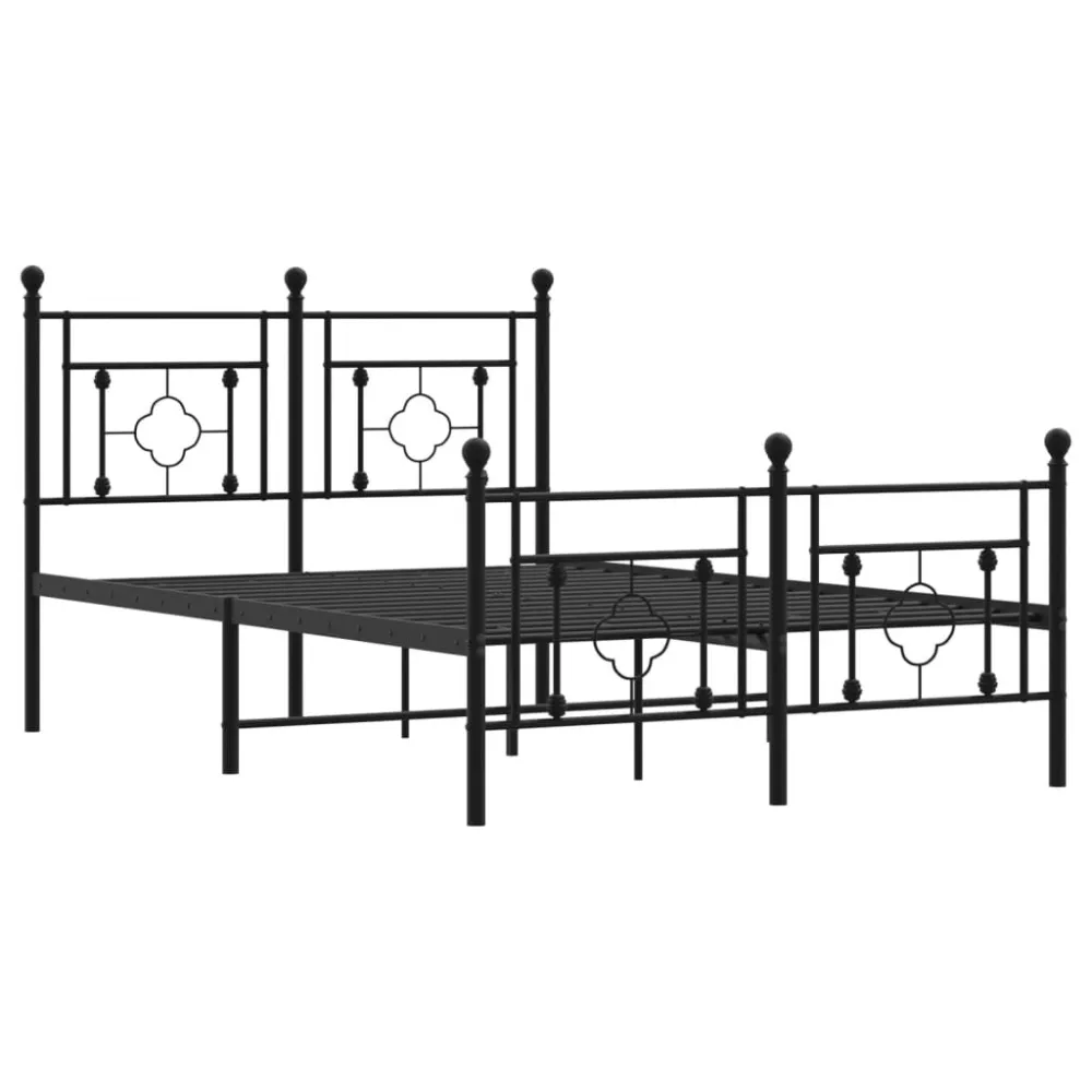 Bedframe met hoofd- en voeteneinde metaal zwart 120x190 cm