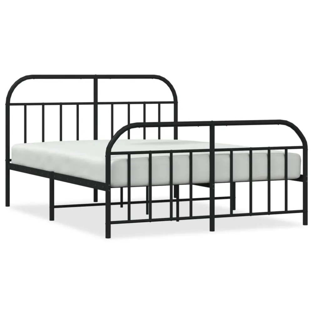 Bedframe met hoofd- en voeteneinde metaal zwart 140x190 cm