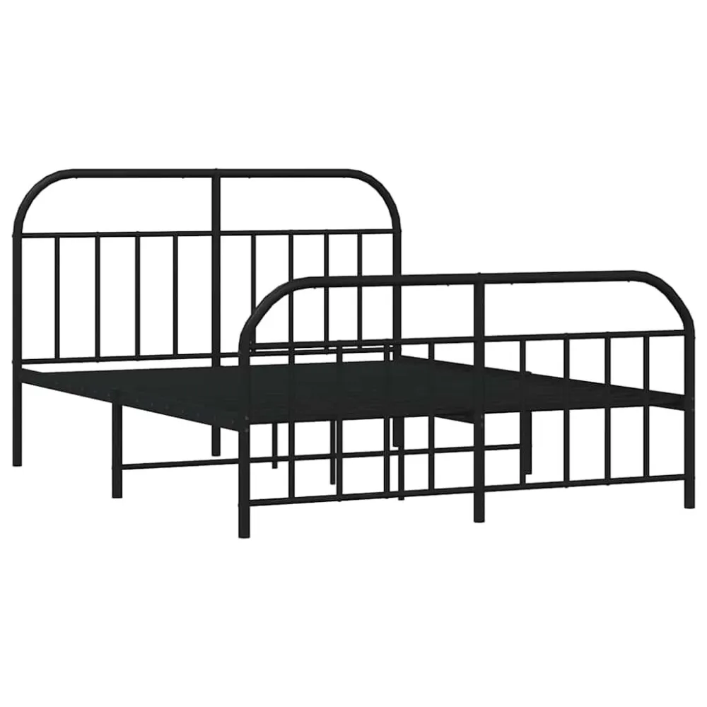 Bedframe met hoofd- en voeteneinde metaal zwart 140x190 cm