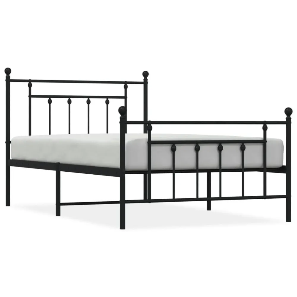Bedframe met hoofd- en voeteneinde metaal zwart 107x203 cm