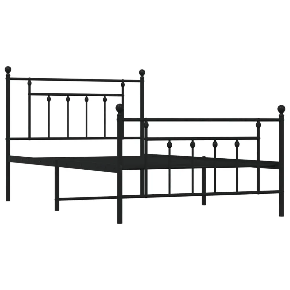 Bedframe met hoofd- en voeteneinde metaal zwart 107x203 cm