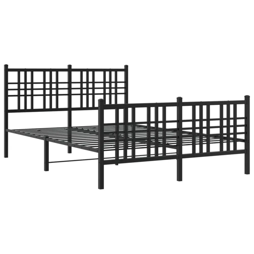 Bedframe met hoofd- en voeteneinde metaal zwart 140x200 cm