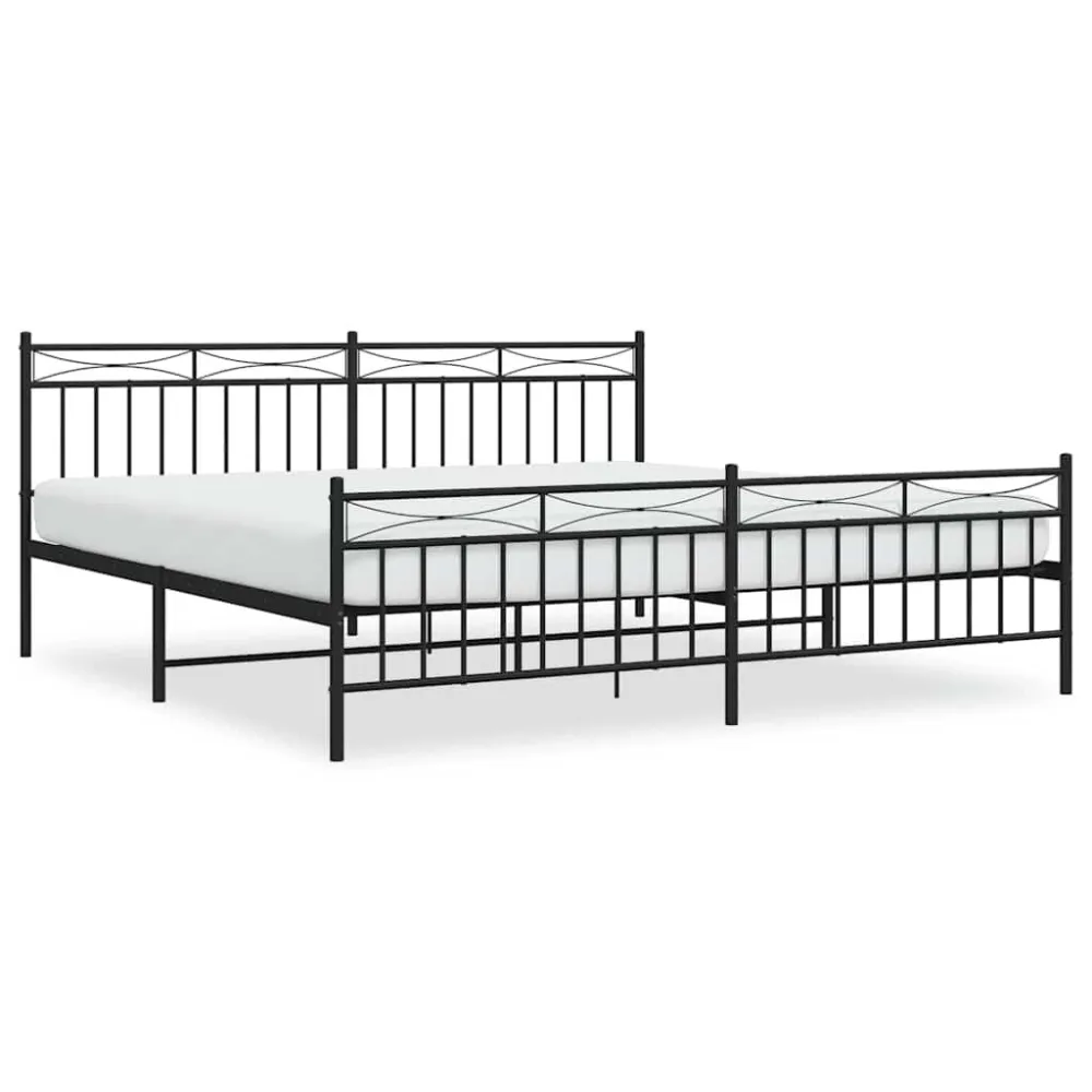 Bedframe met hoofd- en voeteneinde metaal zwart 193x203 cm