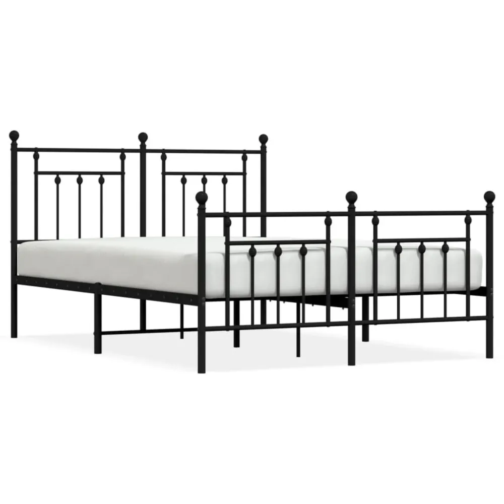 Bedframe met hoofd- en voeteneinde metaal zwart 140x200 cm