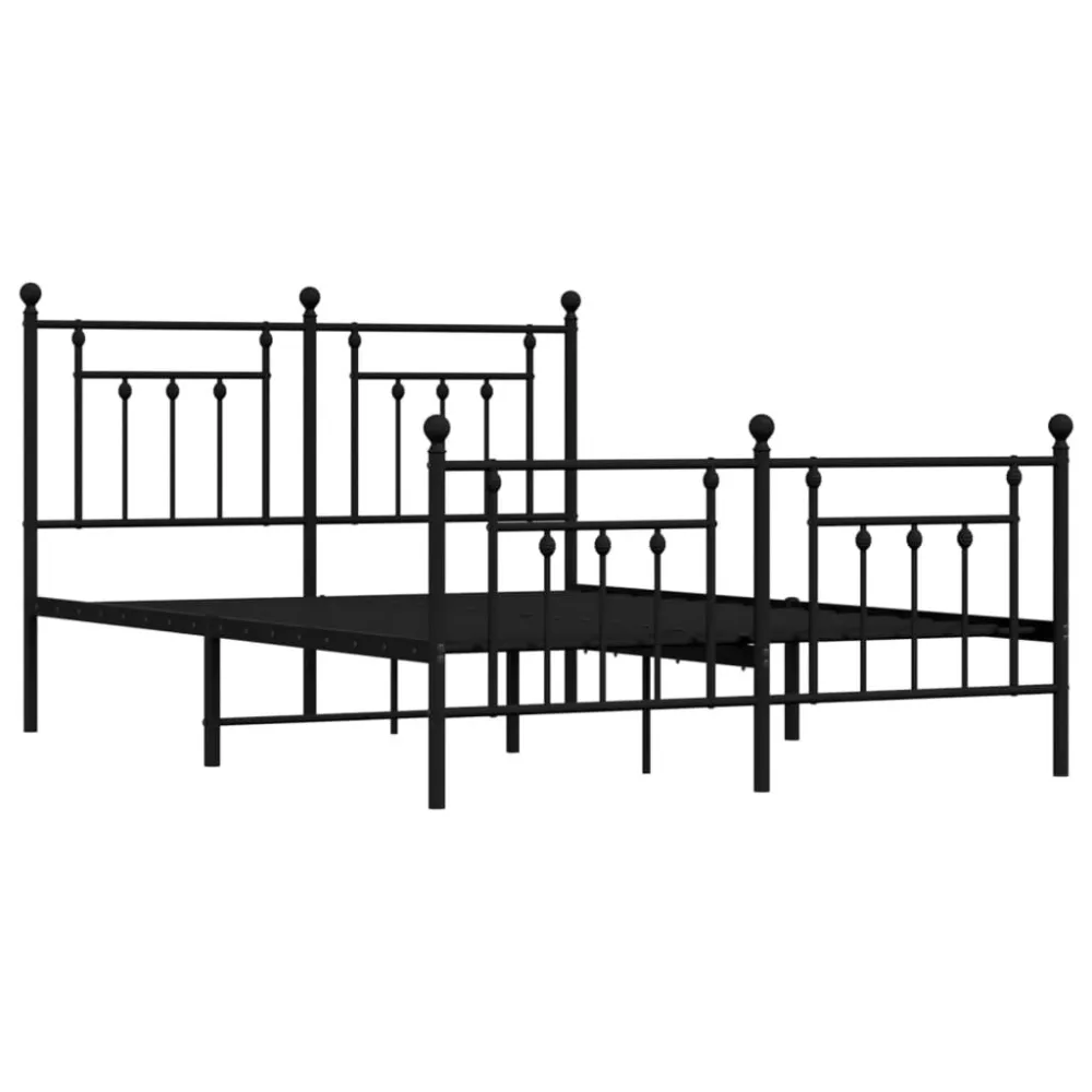 Bedframe met hoofd- en voeteneinde metaal zwart 140x200 cm