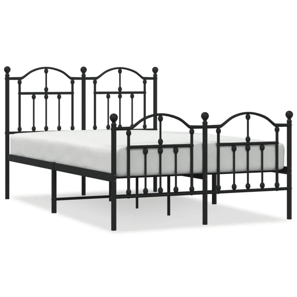 Bedframe met hoofd- en voeteneinde metaal zwart 120x190 cm