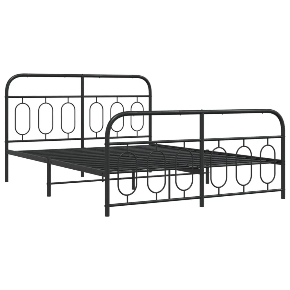 Bedframe met hoofd- en voeteneinde metaal zwart 140x200 cm