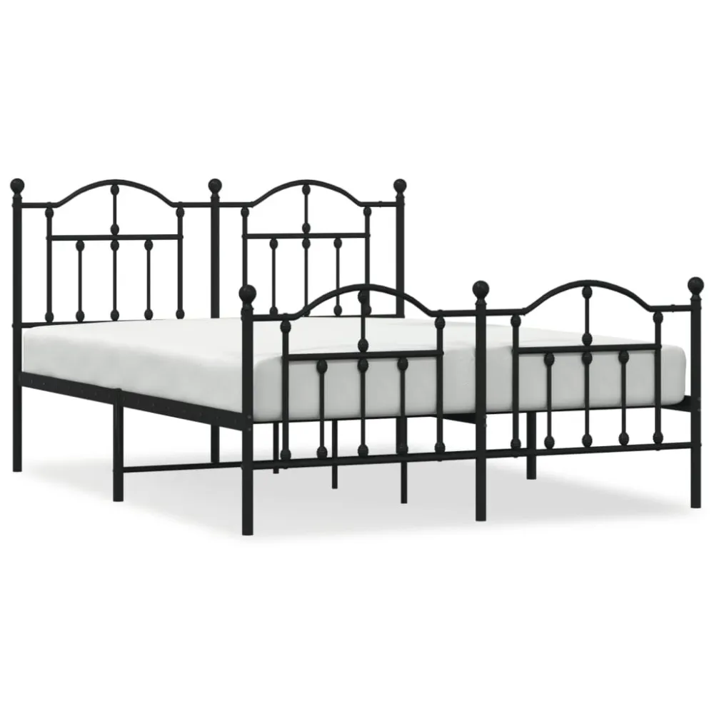 Bedframe met hoofd- en voeteneinde metaal zwart 140x200 cm
