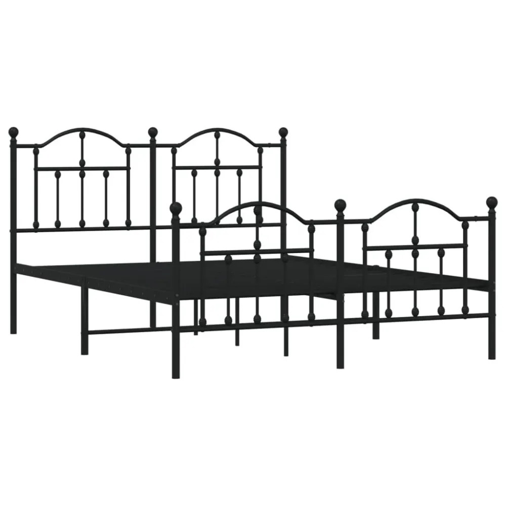 Bedframe met hoofd- en voeteneinde metaal zwart 140x200 cm