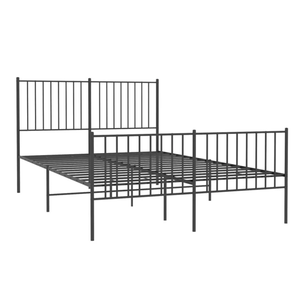 Bedframe met hoofd- en voeteneinde metaal zwart 140x190 cm