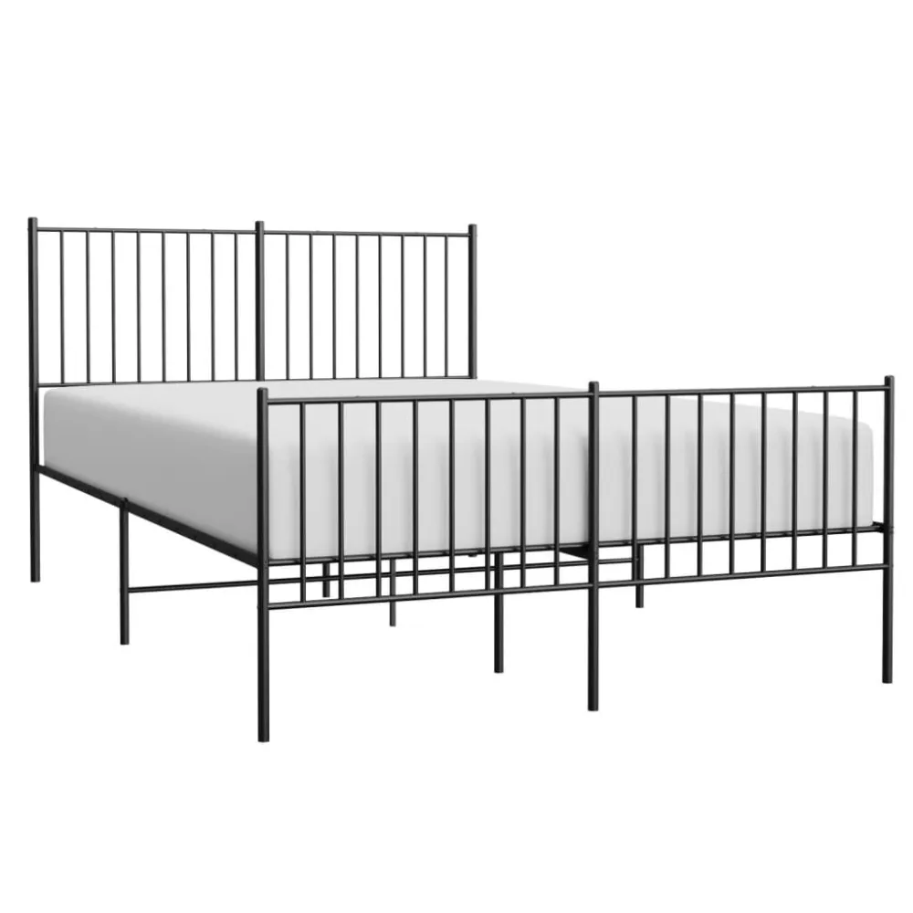 Bedframe met hoofd- en voeteneinde metaal zwart 140x190 cm