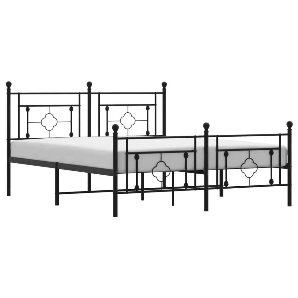 Bedframe met hoofd- en voeteneinde metaal zwart 150x200 cm