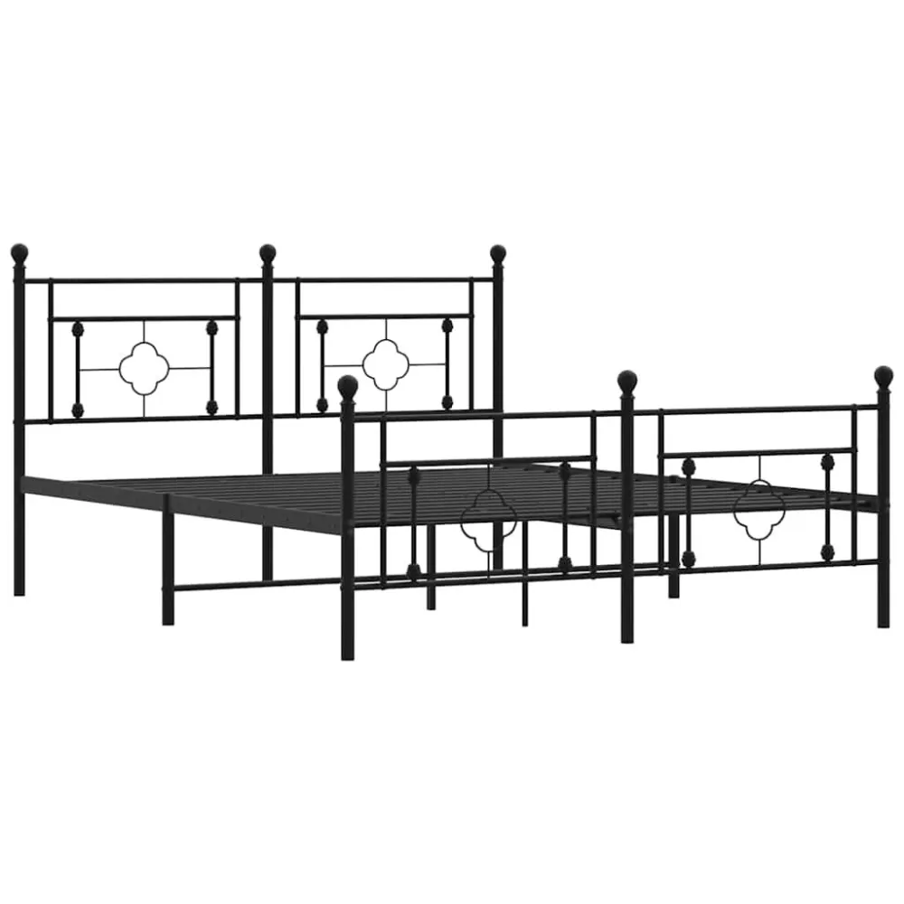 Bedframe met hoofd- en voeteneinde metaal zwart 150x200 cm